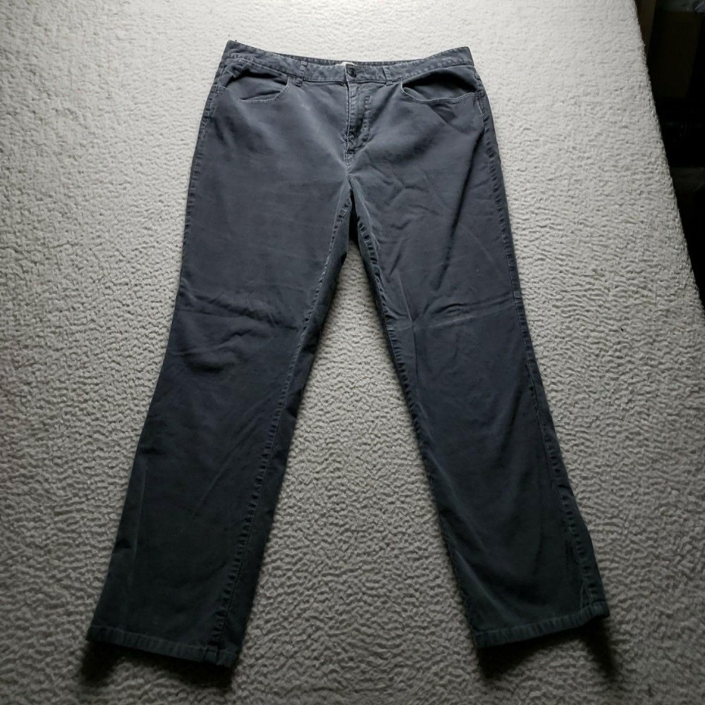 Talbots Pants Womens 16 Gray Corduroy Heritage Straight Stretch Chino Casual